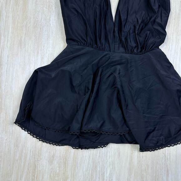 Unique Vintage Black Halter One Piece Swimsuit - Picture 3 of 13